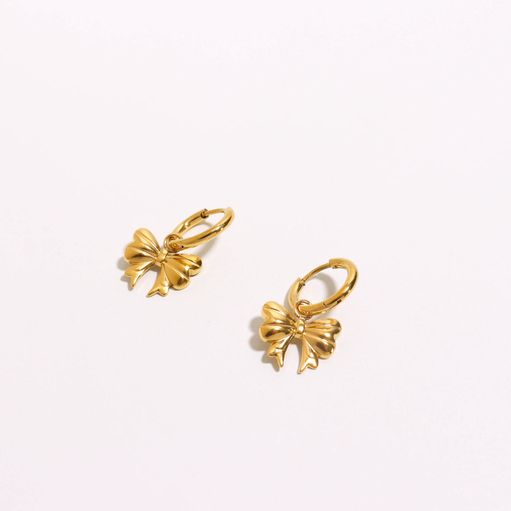 Merry Bow Gold Hoop Earrings