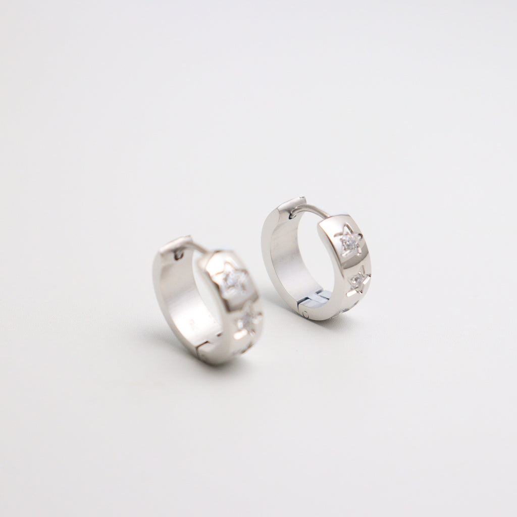 Collective Stars Silver Huggies Earrings