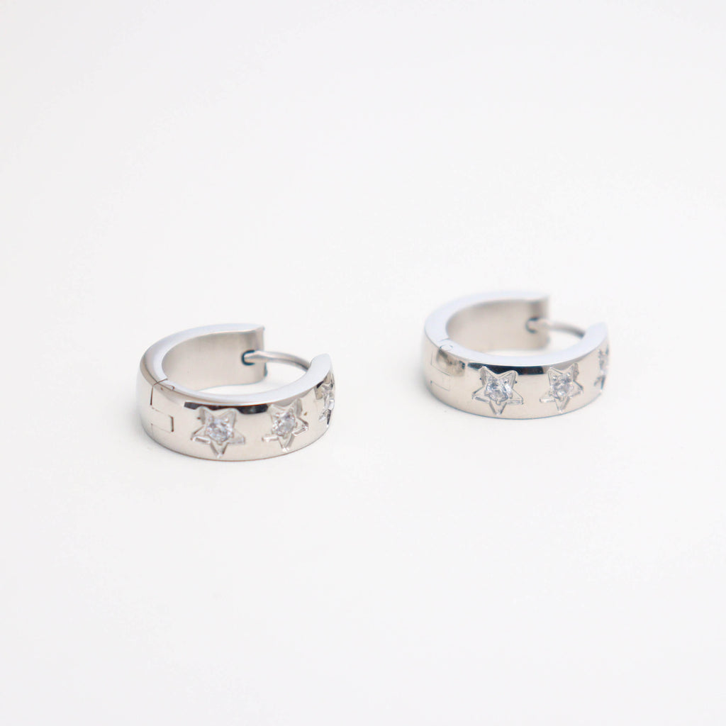 Collective Stars Silver Huggies Earrings