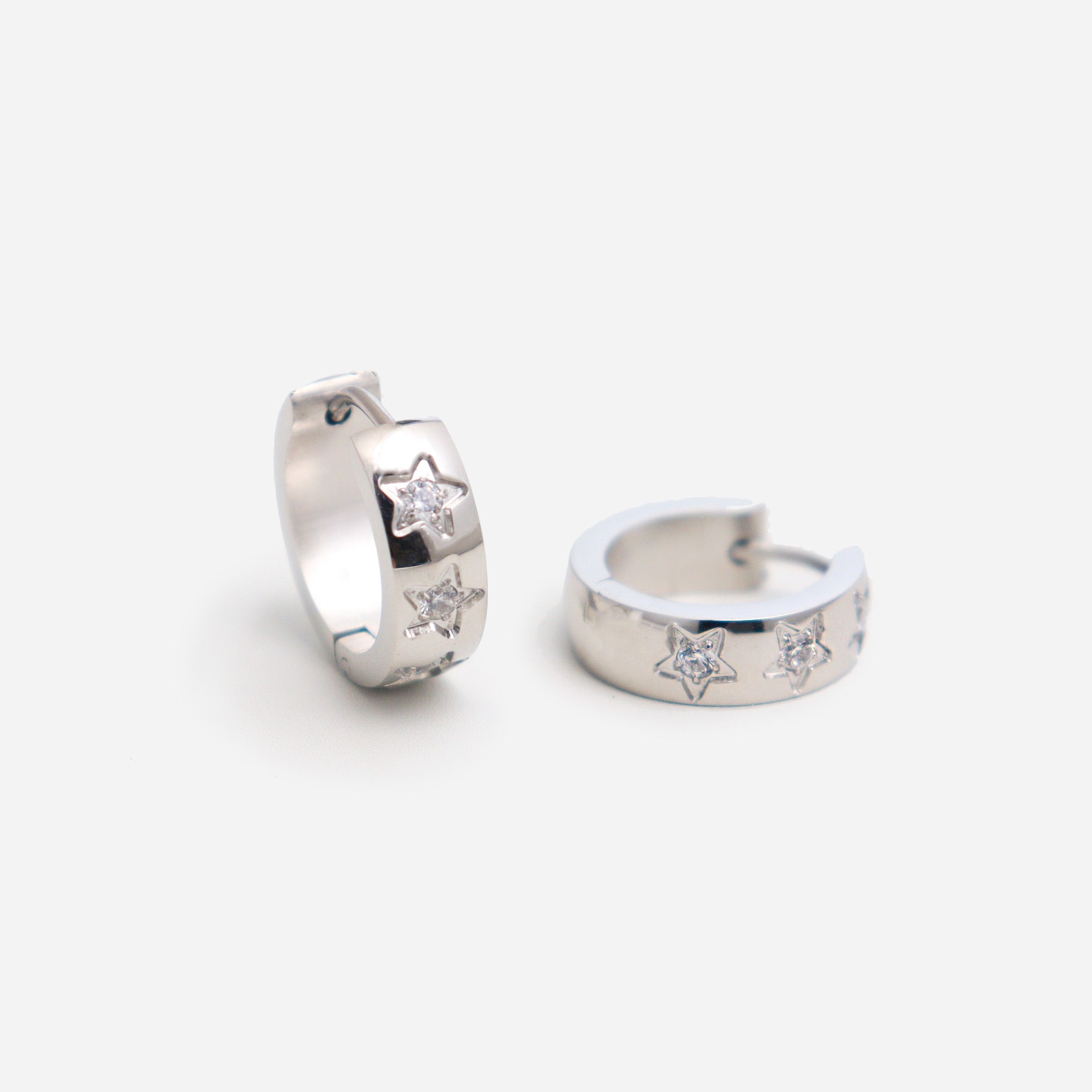 Collective Stars Silver Huggies Earrings