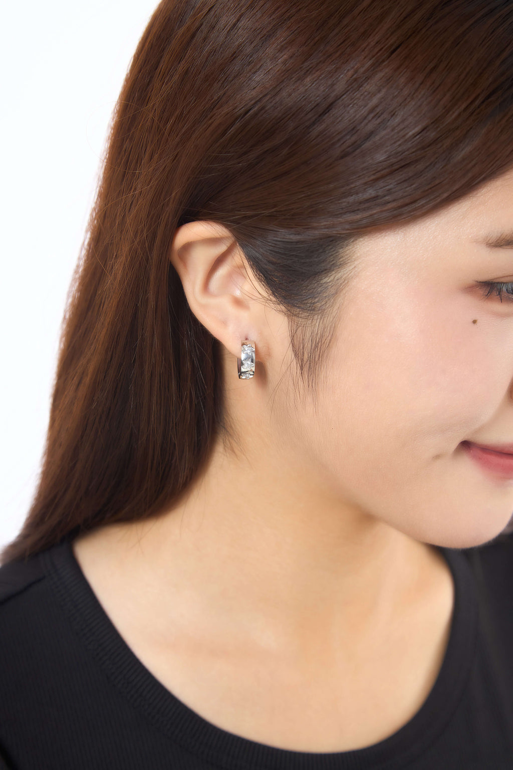 Collective Stars Silver Huggies Earrings
