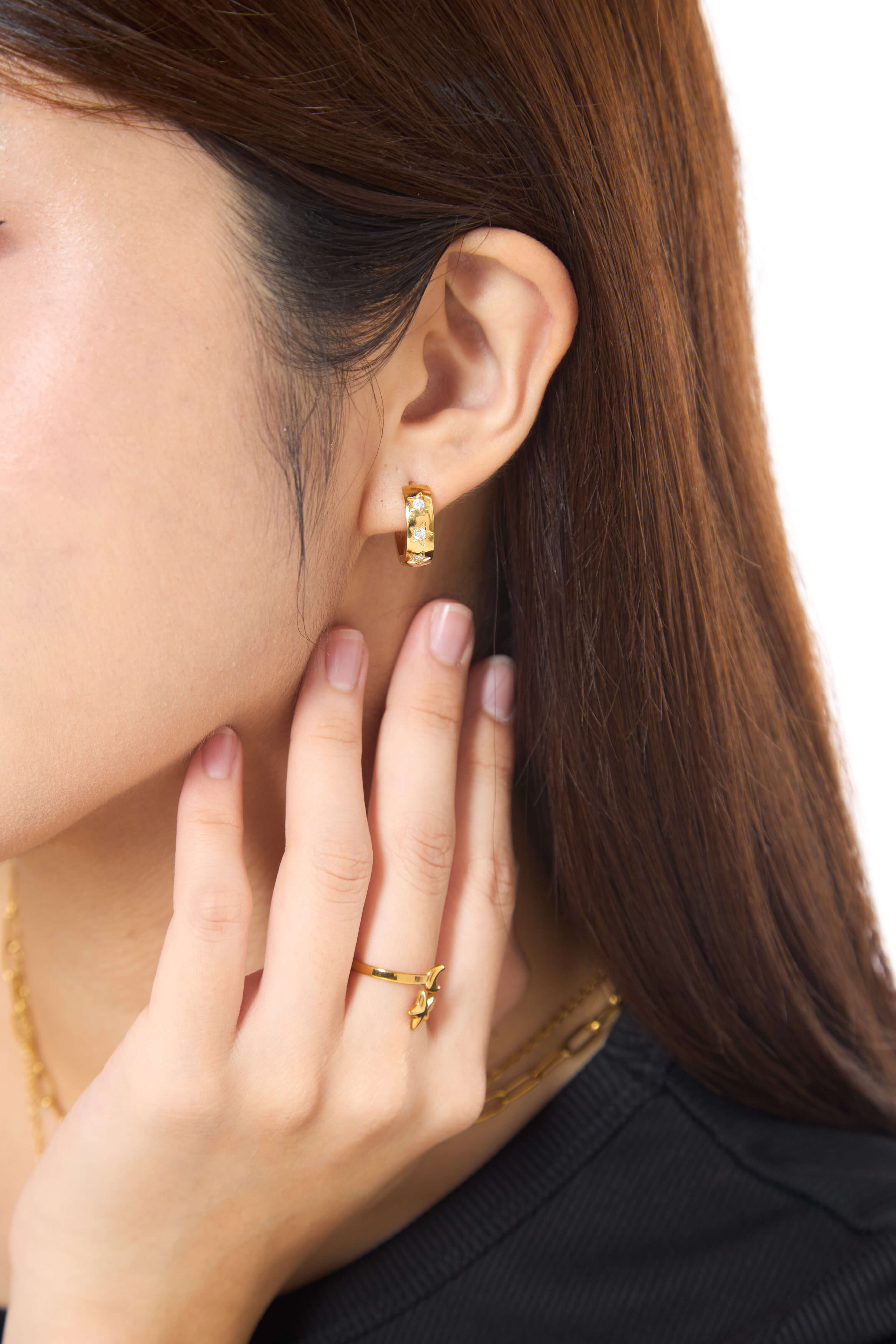 Collective Stars Gold Huggies Earrings