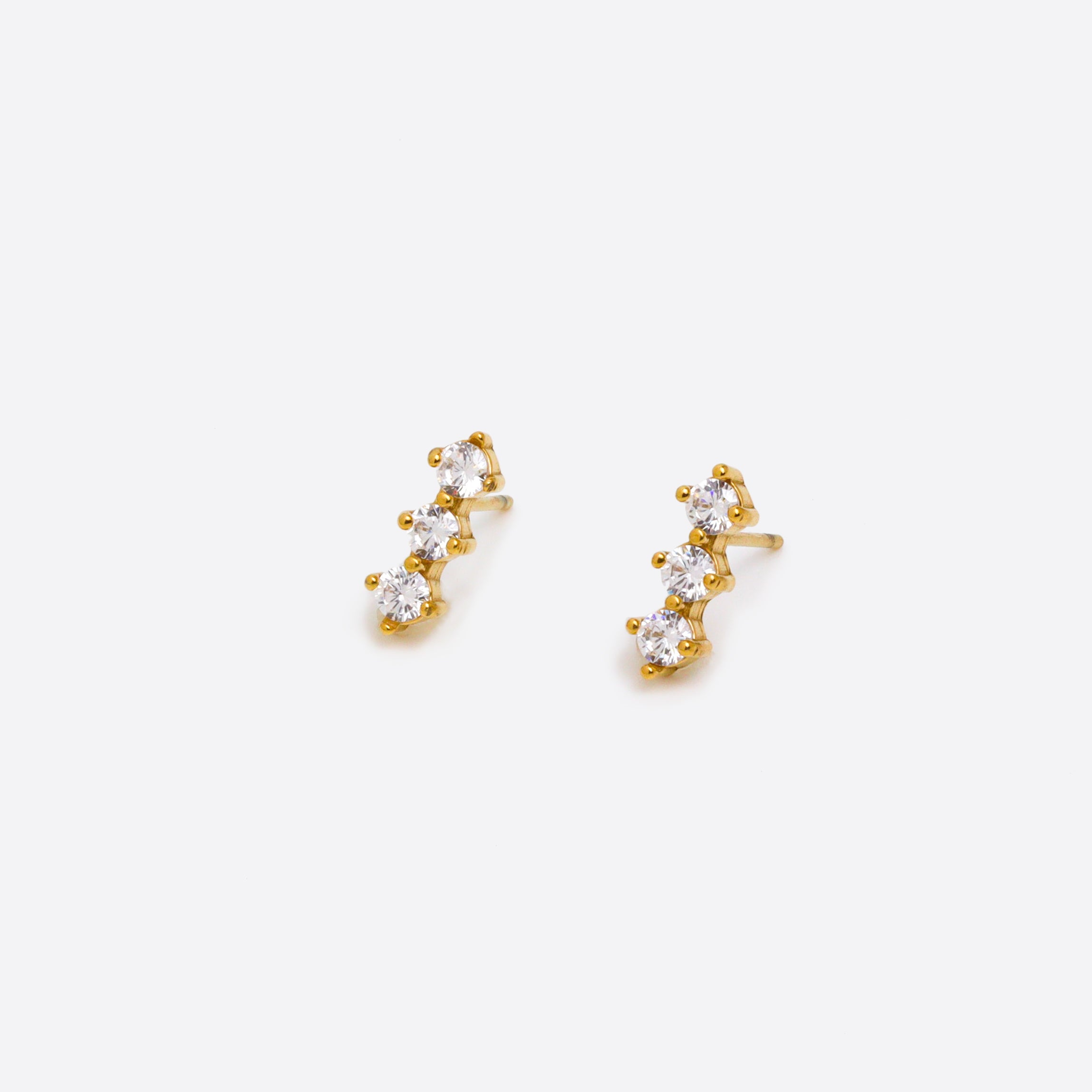 Sparkle Row Gold Stud Earrings