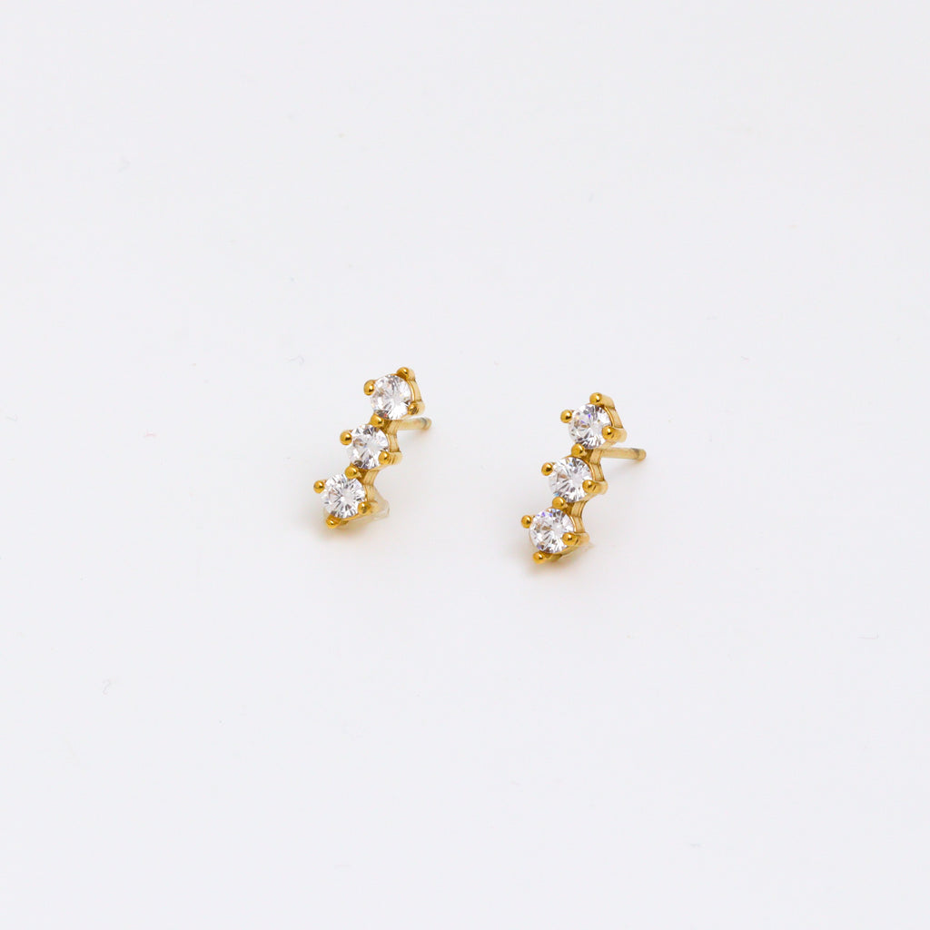 Sparkle Row Gold Stud Earrings