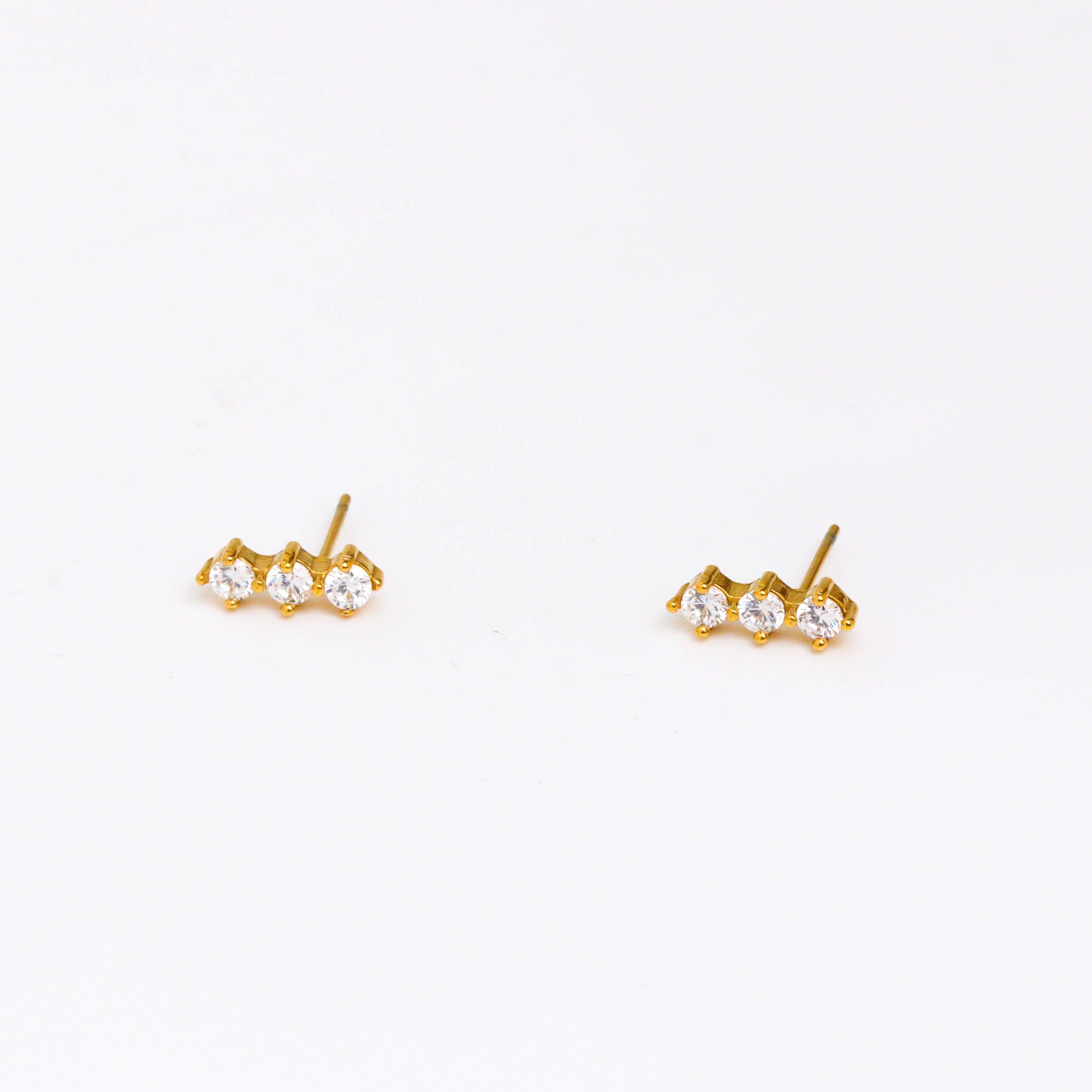 Sparkle Row Gold Stud Earrings