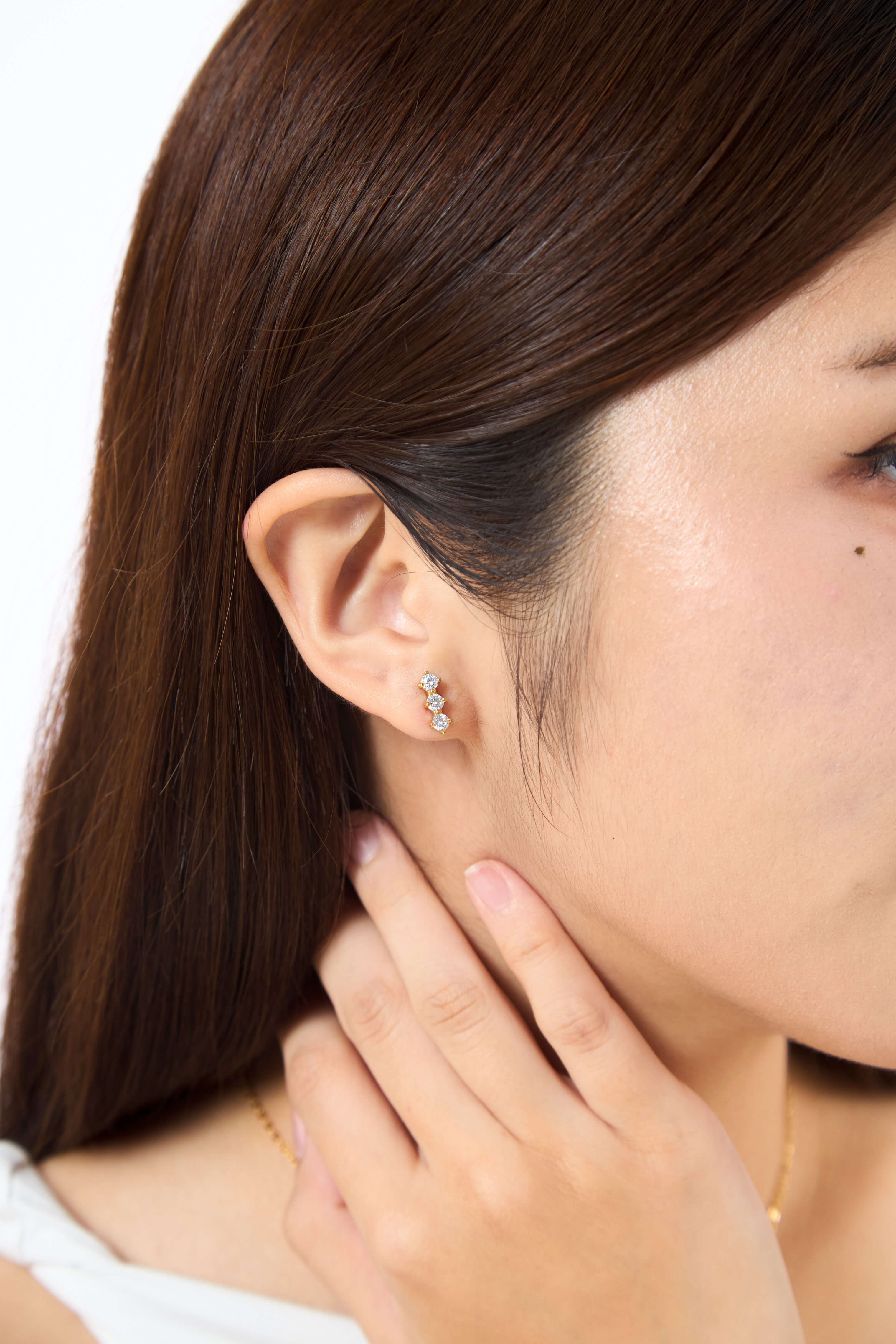 Sparkle Row Gold Stud Earrings