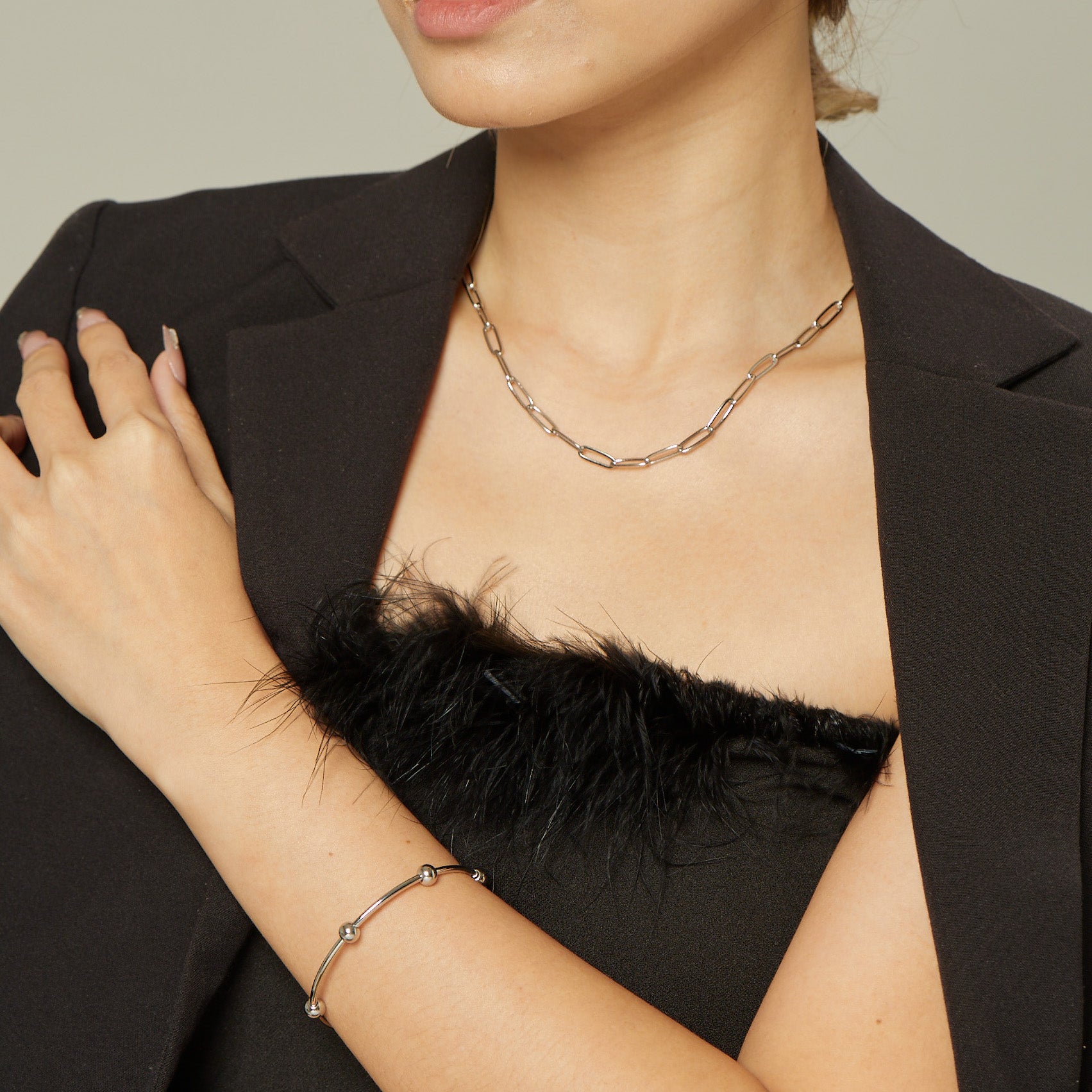 Silver Paper Clip Chain Necklace