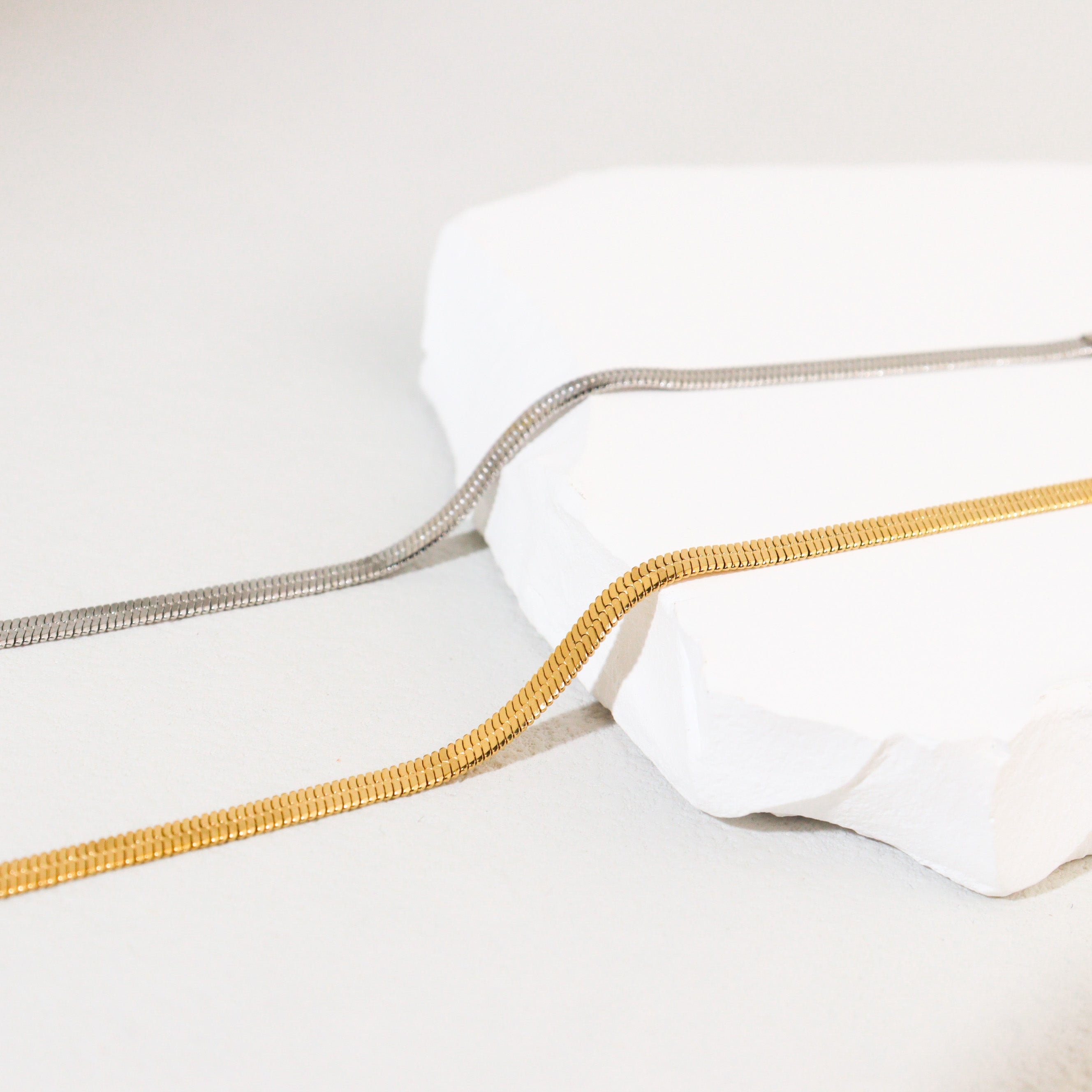 Silver Snake Herringbone Chain Bracelet