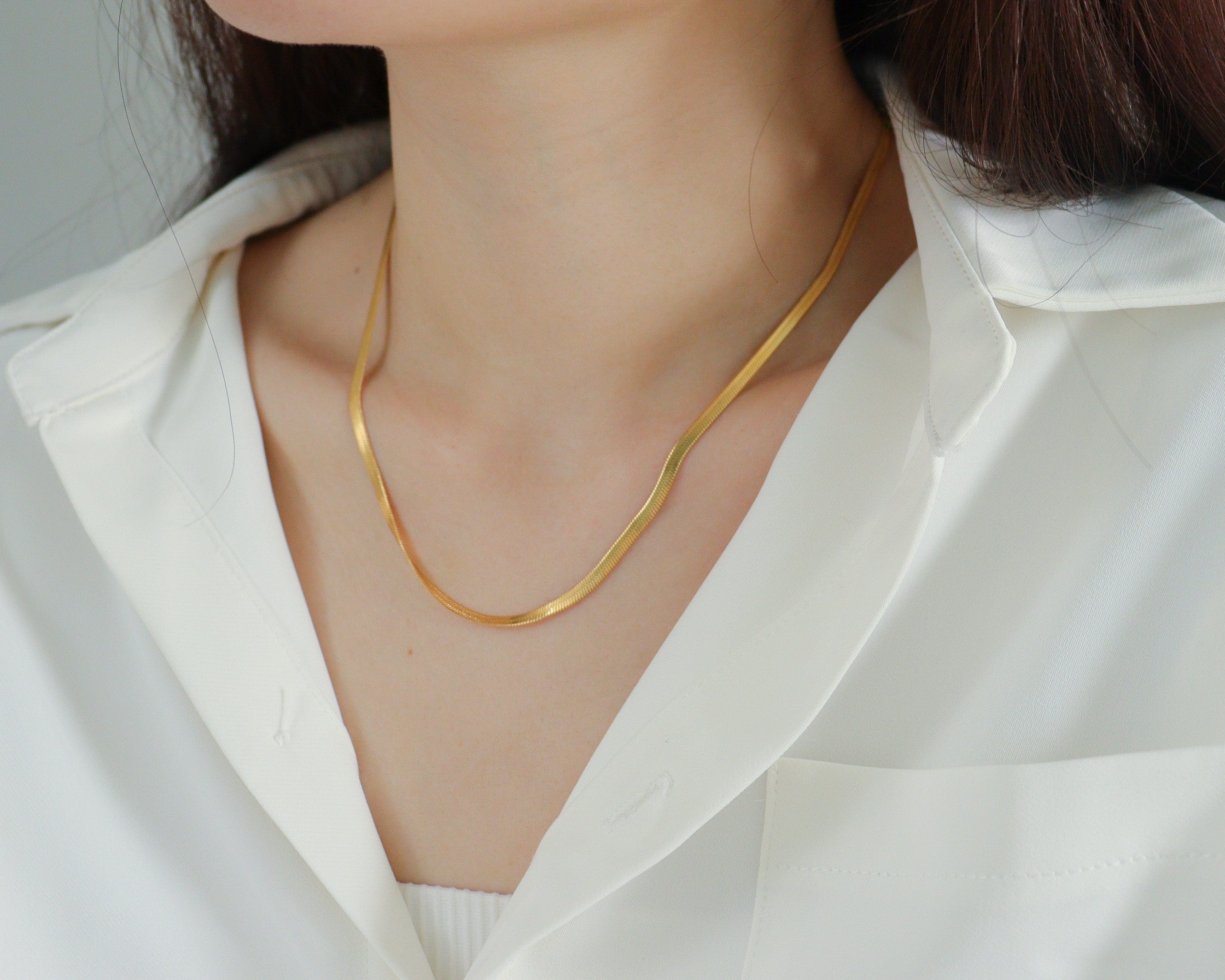 Snake Herringbone Chain Necklace