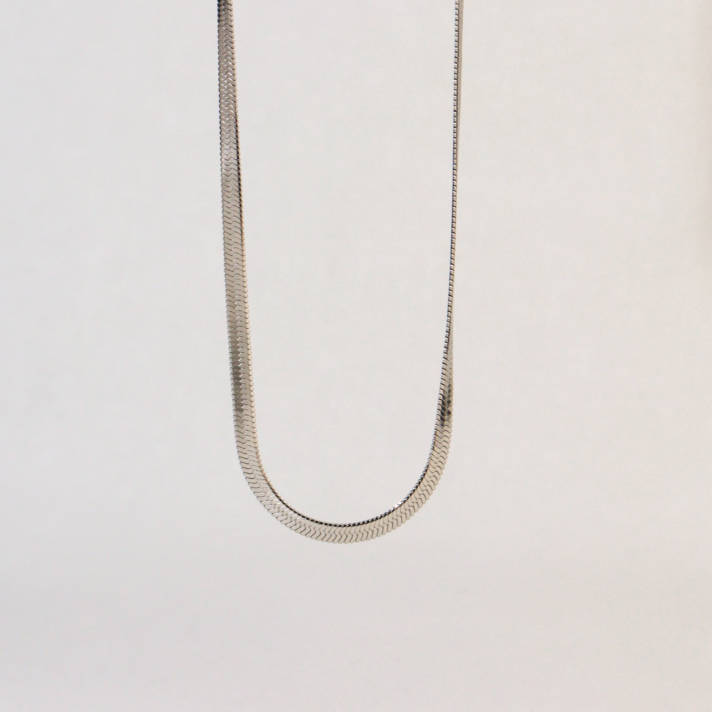 Snake Herringbone Silver Necklace