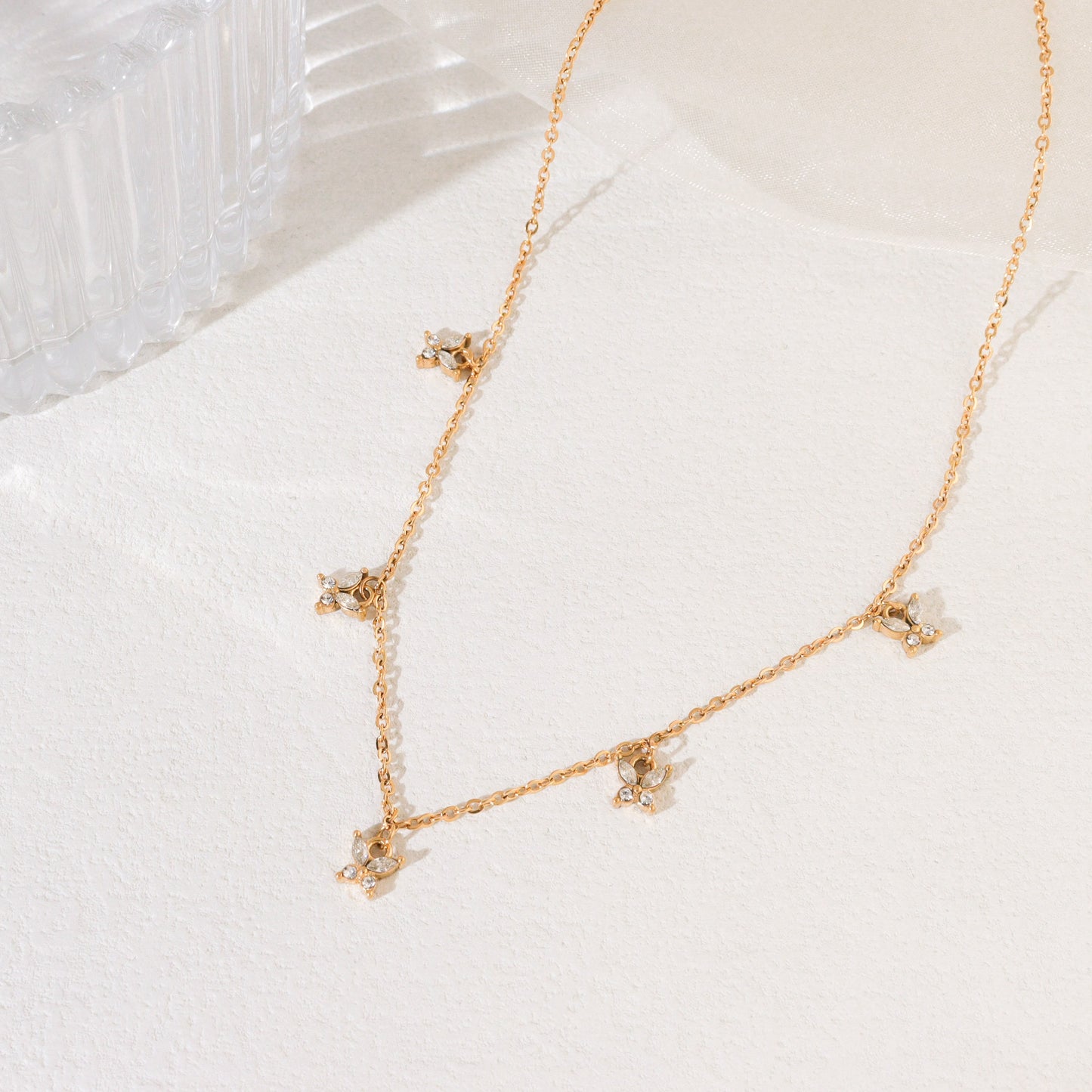 Cubic Butterfly Gold Necklace