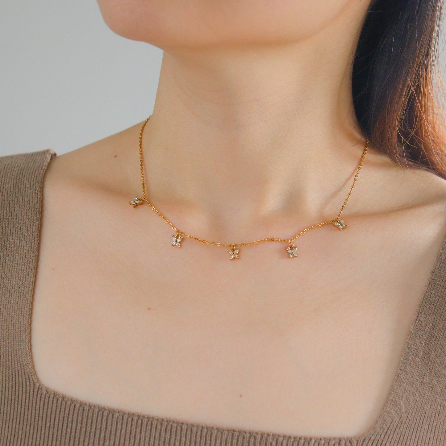 Cubic Butterfly Gold Necklace