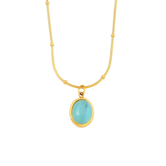 Blue Cat Eye Stone Necklace