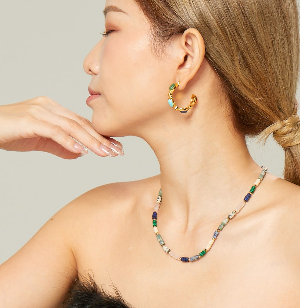 Serenous Multi Gemstone Necklace