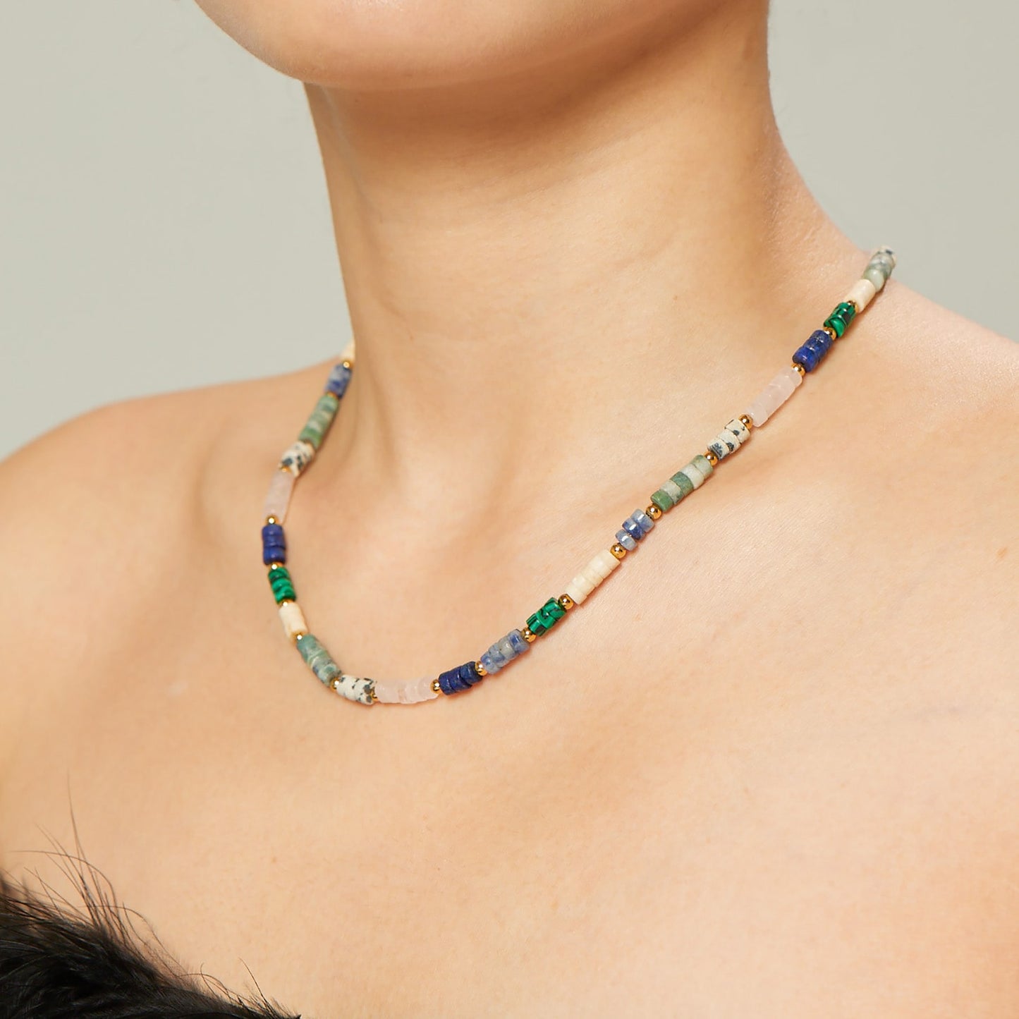 Serenous Multi Gemstone Necklace