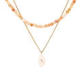 Red Aventurine Pearl Layered Necklace