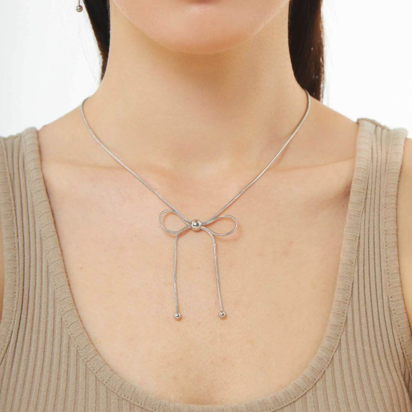 Dancing Bow Silver Necklace