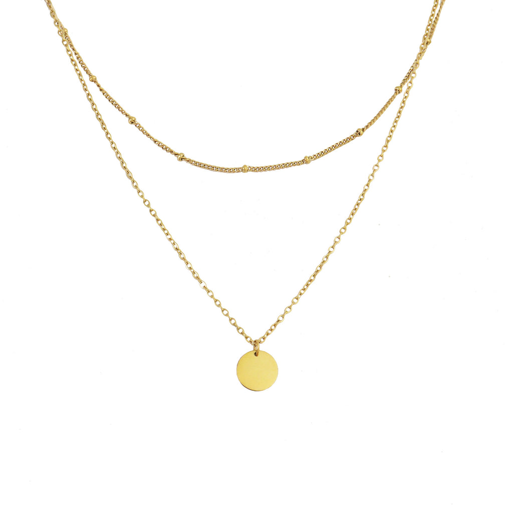 Round Disc Layered Necklace