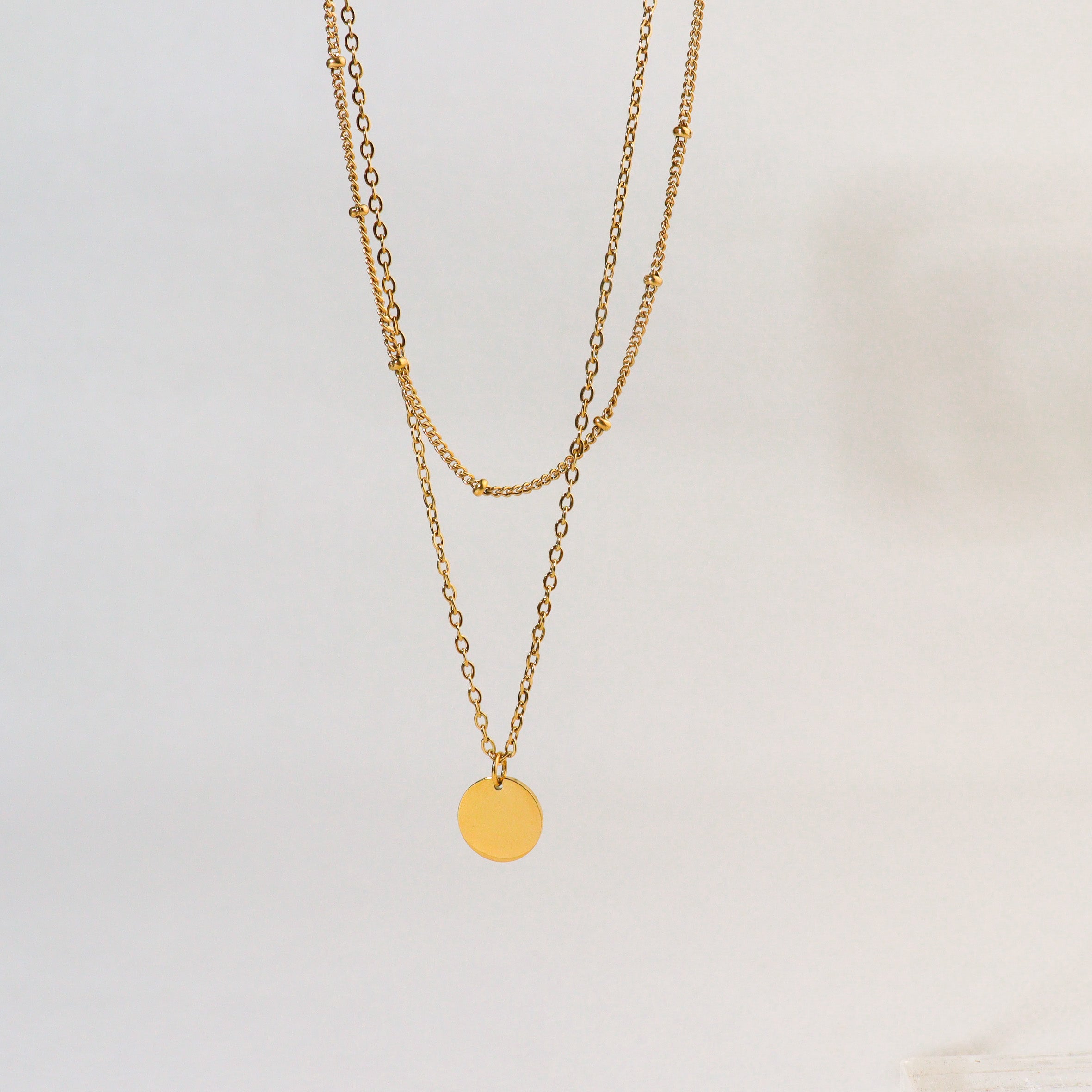 Round Disc Layered Necklace
