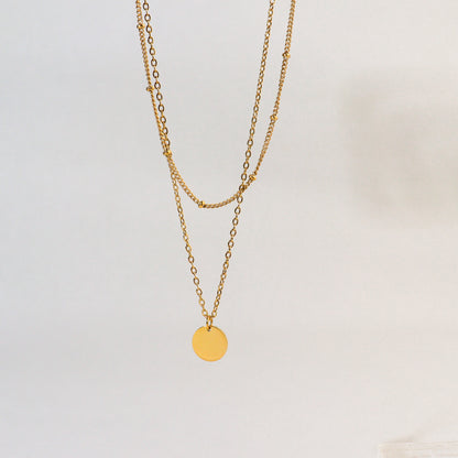 Round Disc Layered Necklace