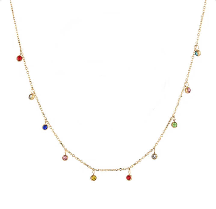 Multicolor Cubic Gold Necklace