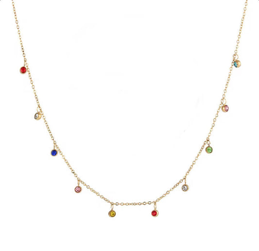 Multicolor Cubic Gold Necklace