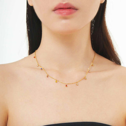 Multicolor Cubic Gold Necklace