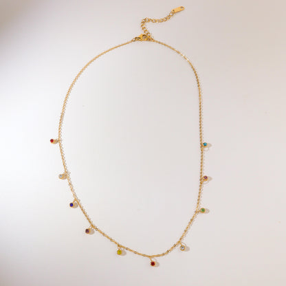 Multicolor Cubic Gold Necklace