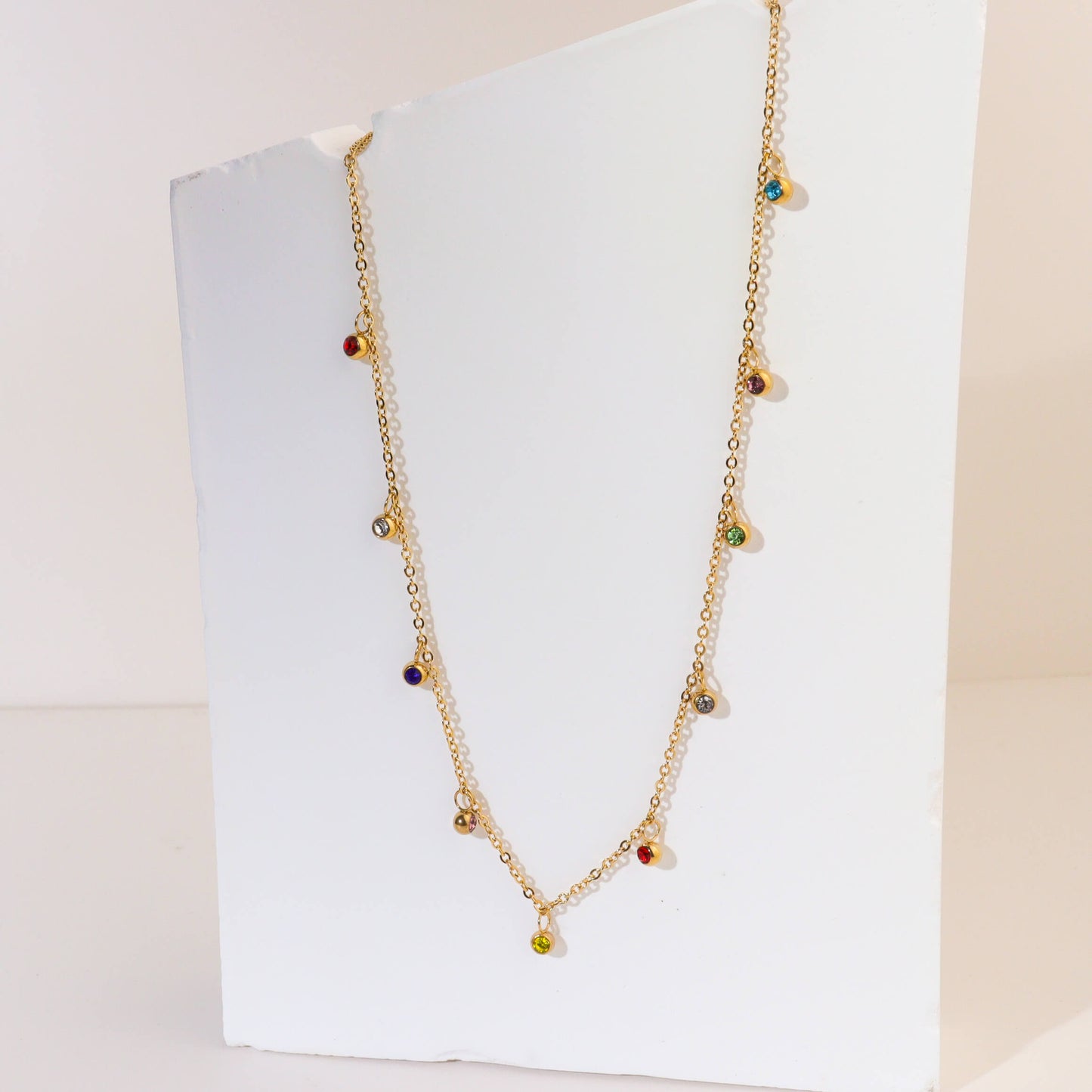Multicolor Cubic Gold Necklace
