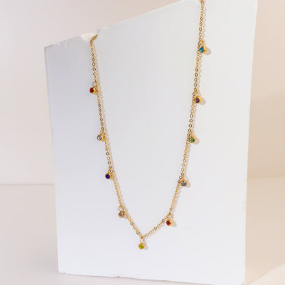 Multicolor Cubic Gold Necklace