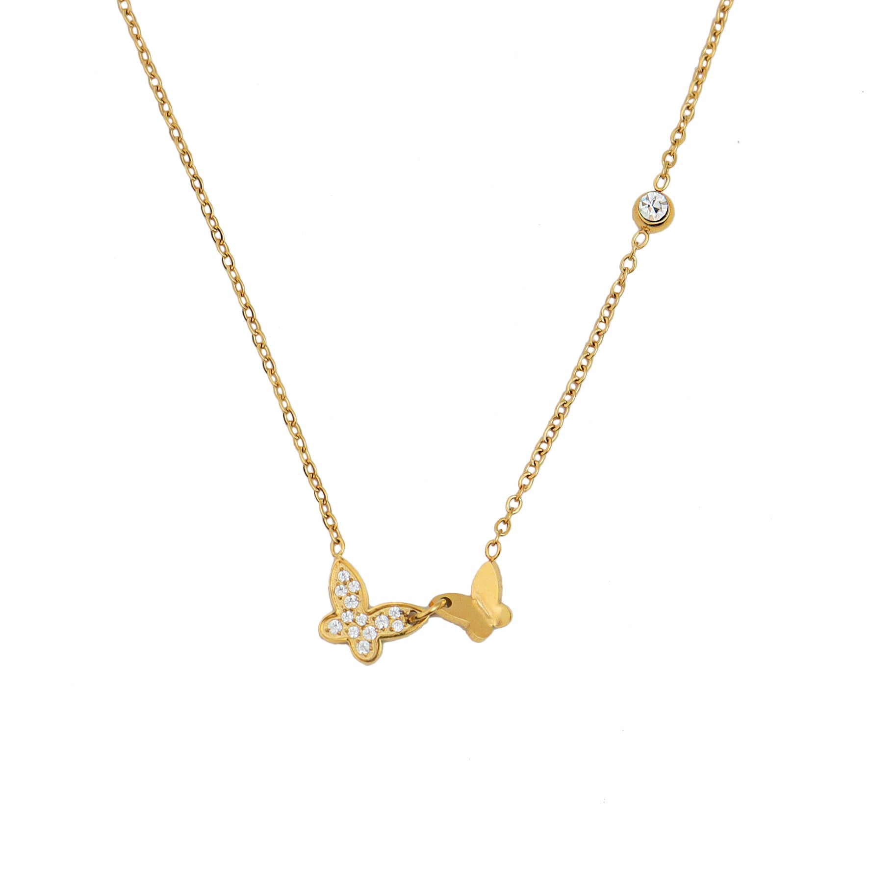 Cubic Butterfly Gold Necklace