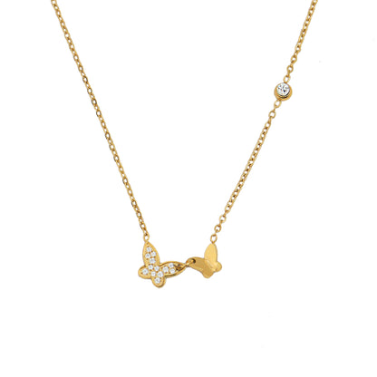 Cubic Butterfly Gold Necklace