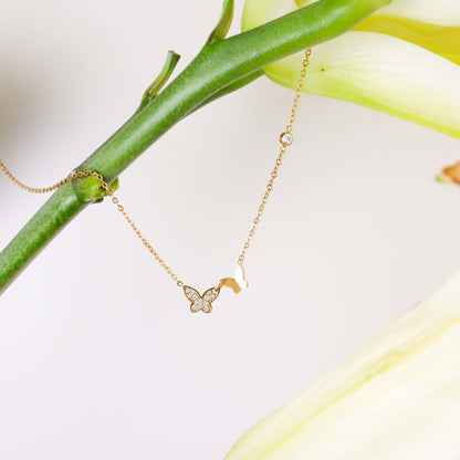 Cubic Butterfly Gold Necklace