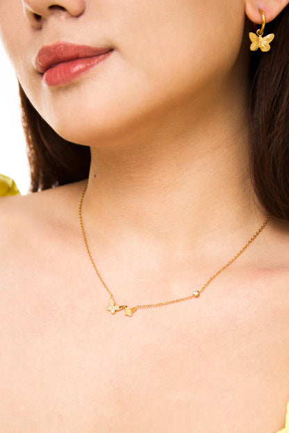 Cubic Butterfly Gold Necklace