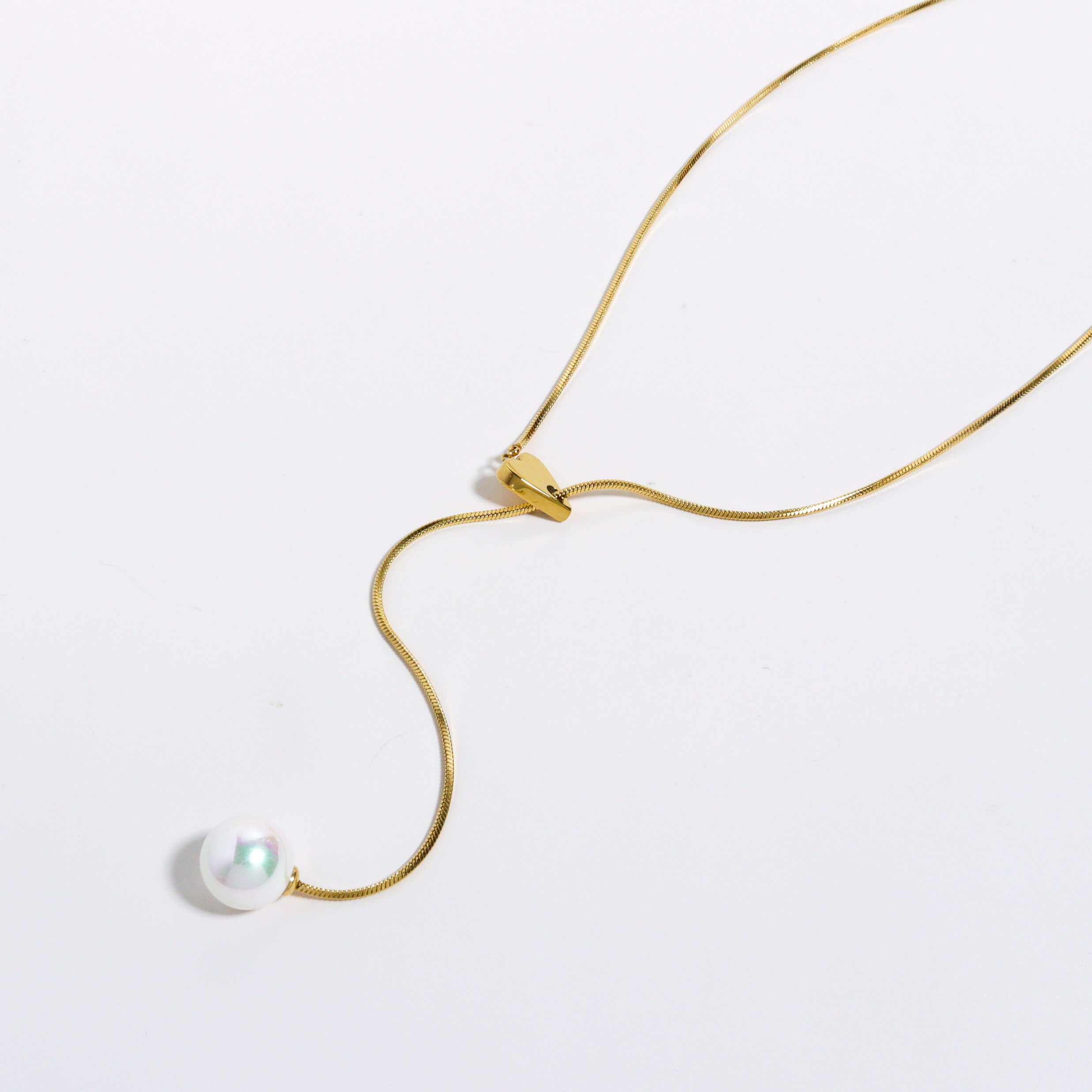 Enly Pearl Long Gold Necklace