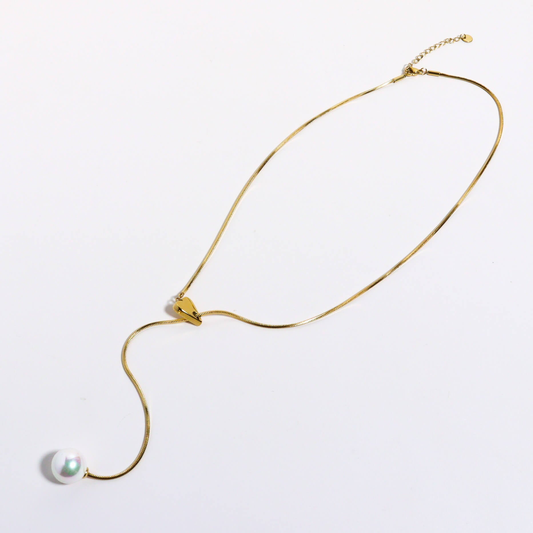 Enly Pearl Long Gold Necklace