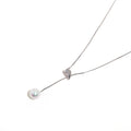 Enly Pearl Long Silver Necklace