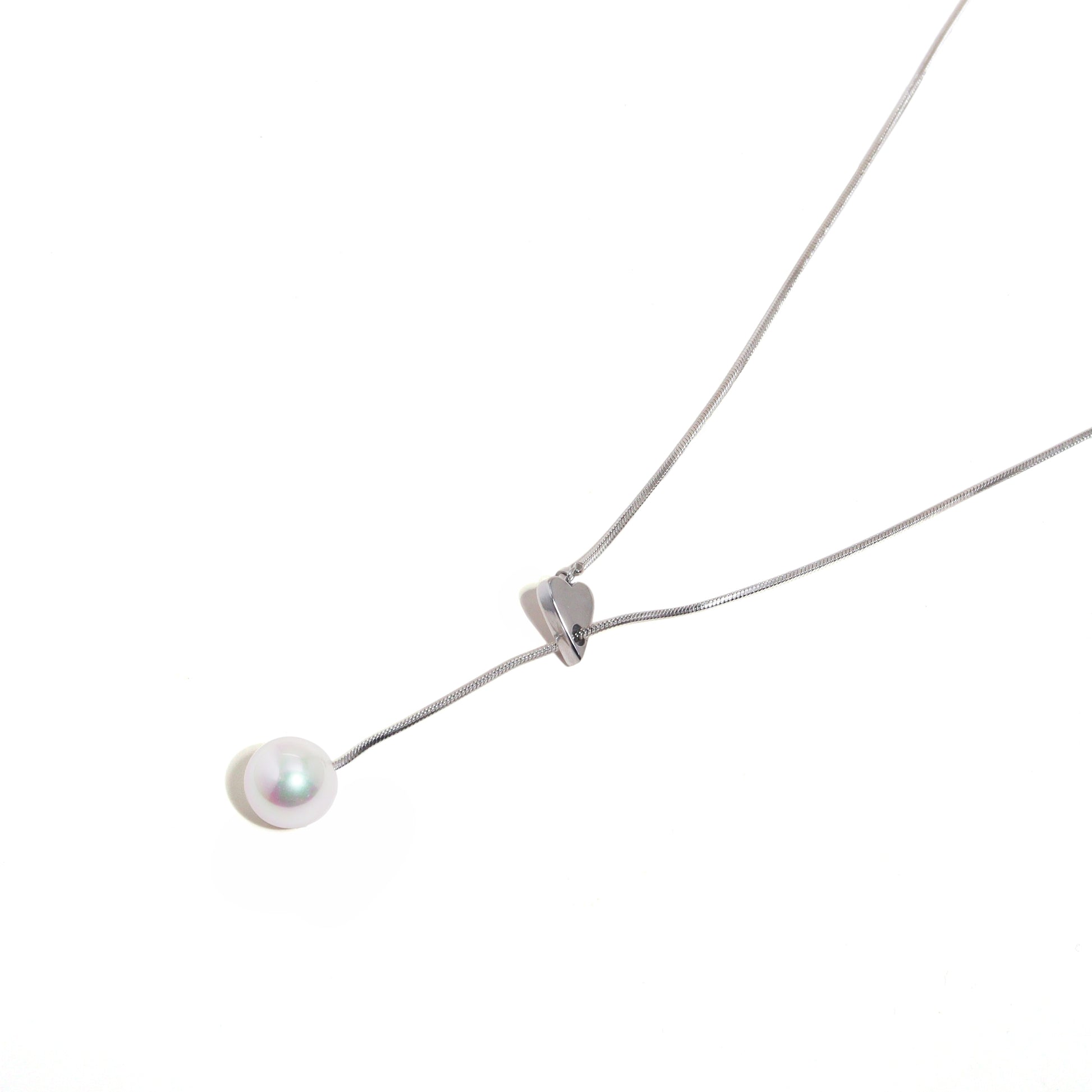 Pearl Fishing Long Silver Necklace