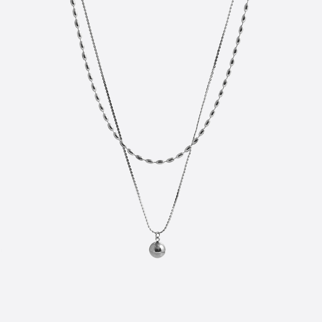 Silver Globe Layered Necklace