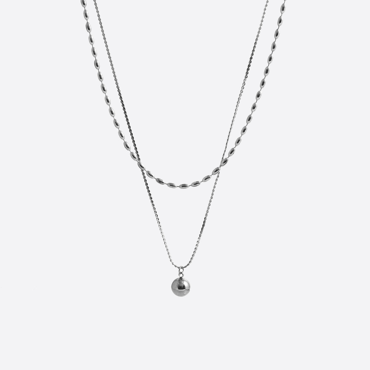 Silver Globe Layered Necklace