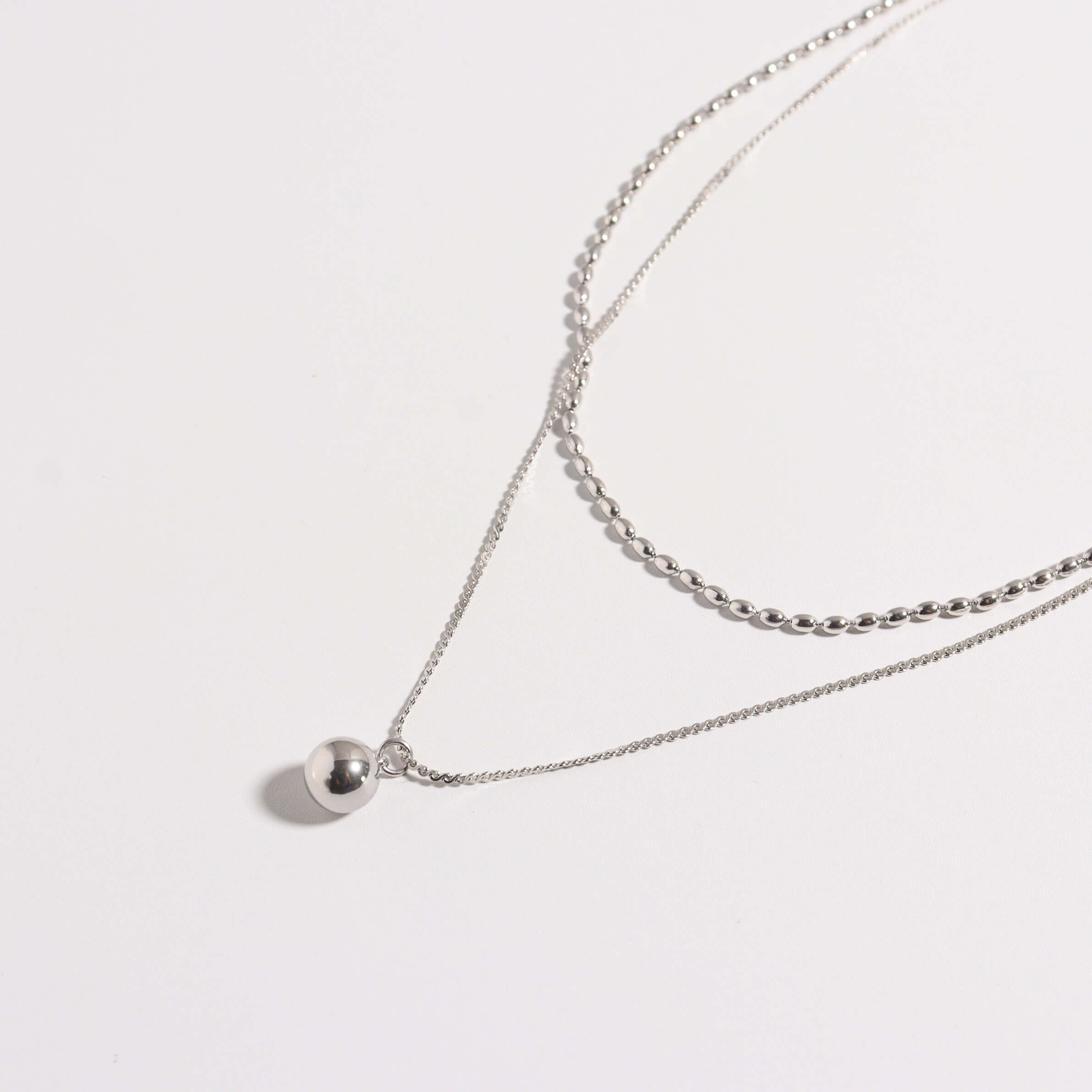 Silver Globe Layered Necklace
