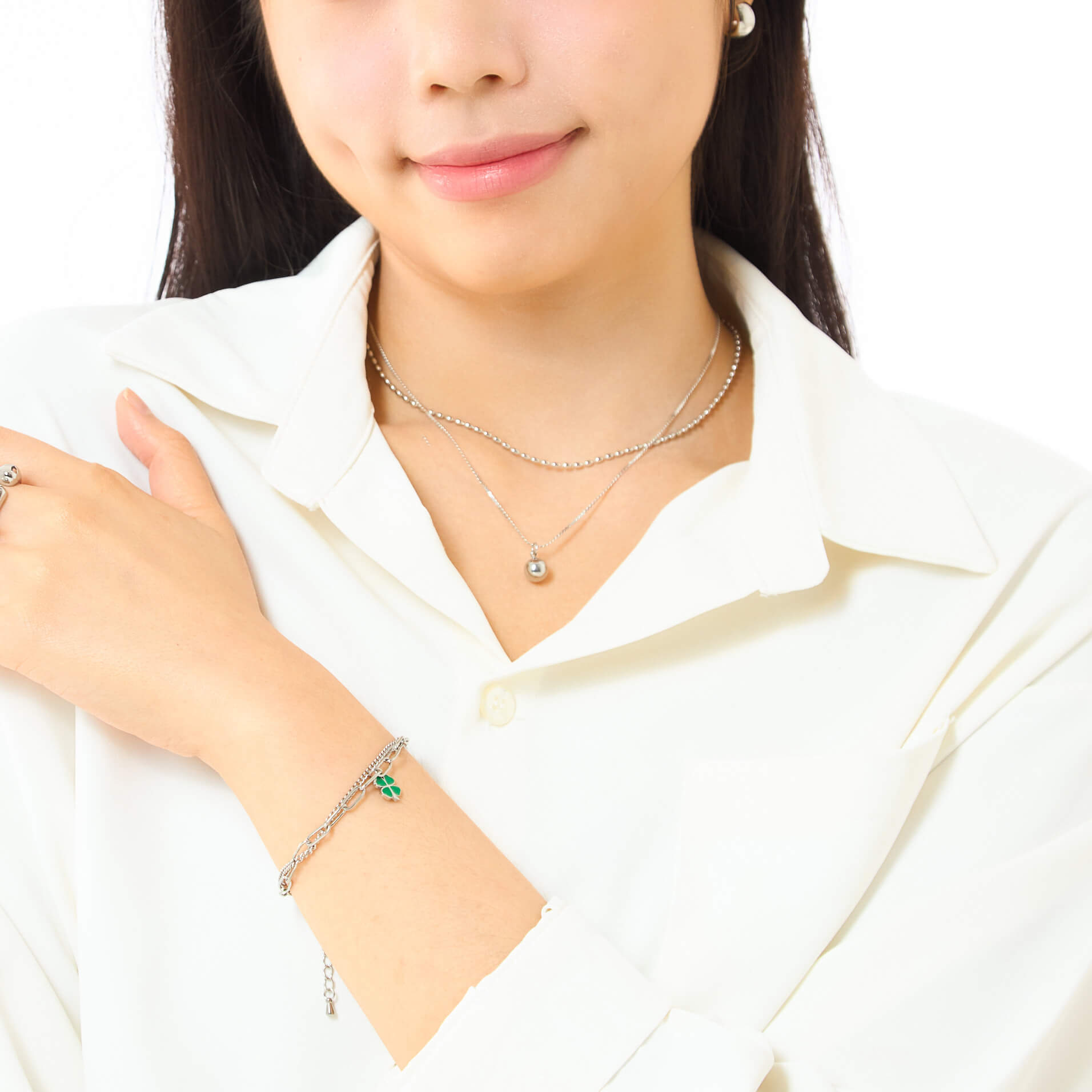 Silver Globe Layered Necklace