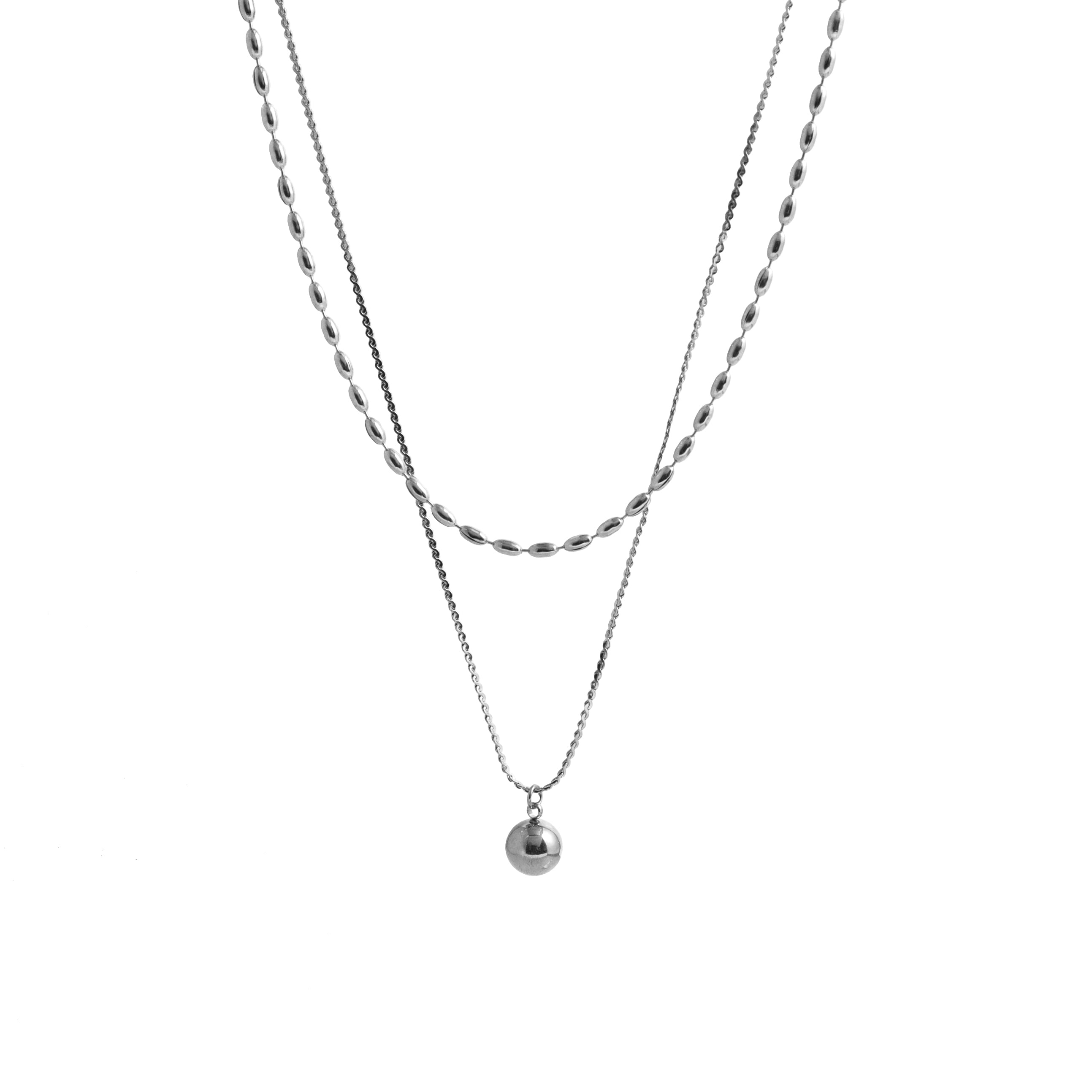 Silver Globe Layered Necklace