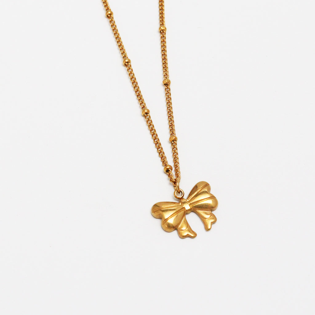 Merry Bow Gold Necklace