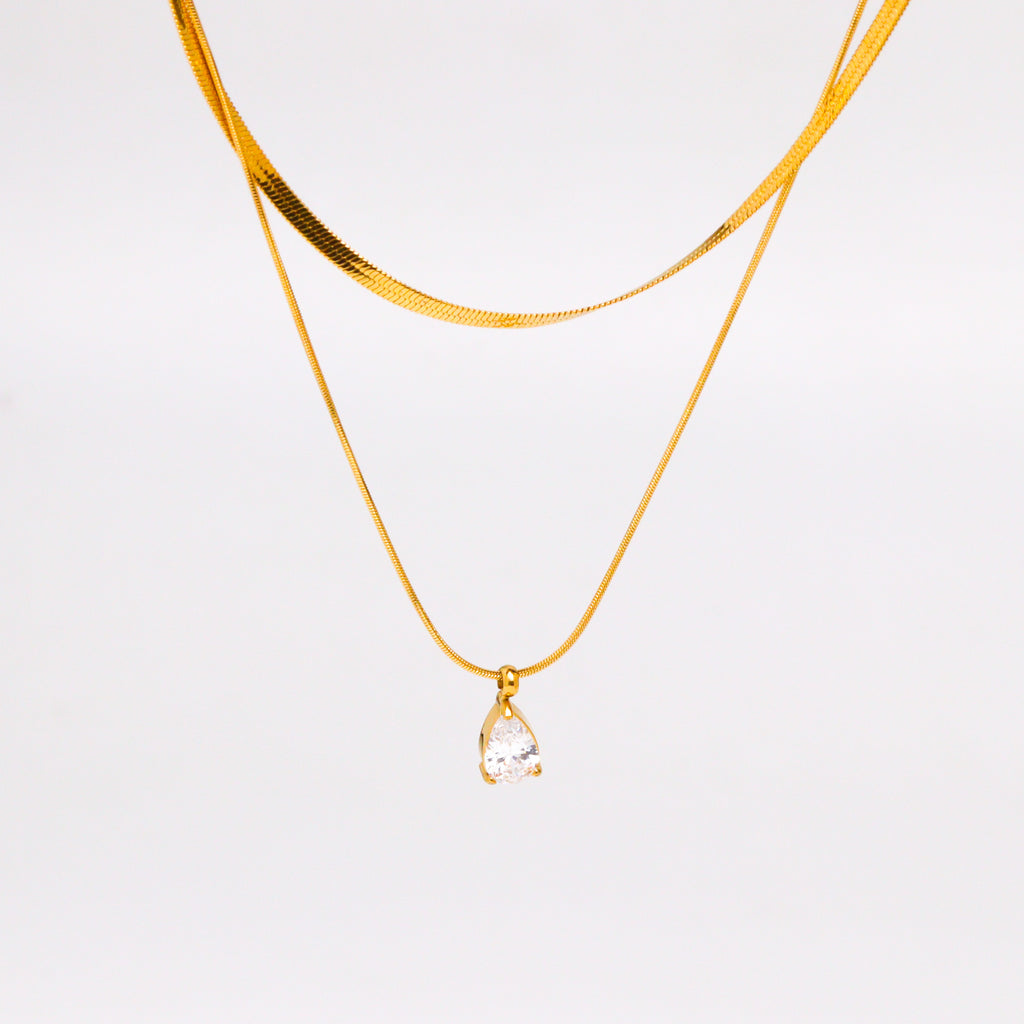 Herringbone Layered Mix Gold Chain Necklace
