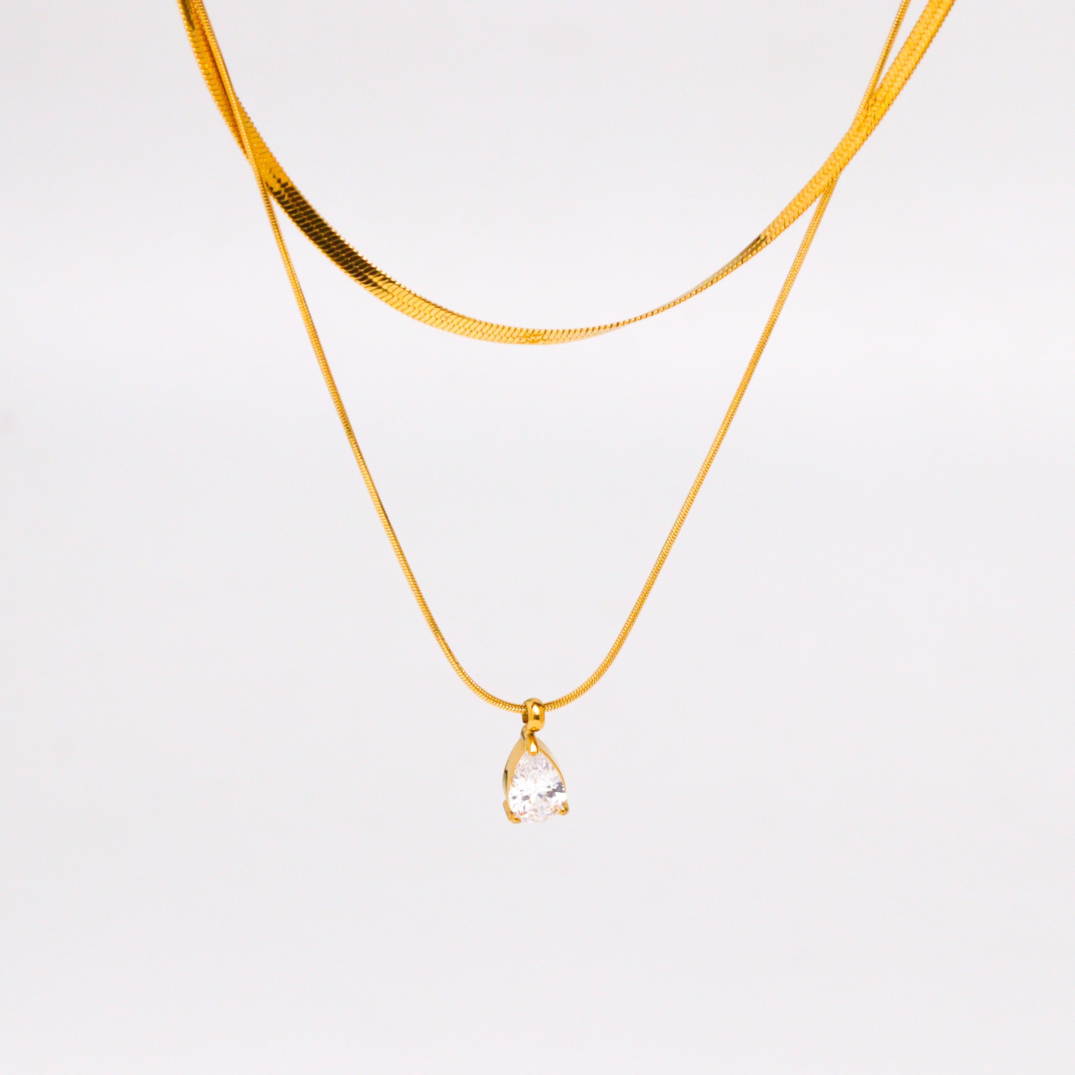 Herringbone Layered Mix Gold Chain Necklace