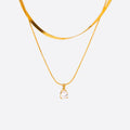 Herringbone Layered Shimmer Gold Chain Necklace