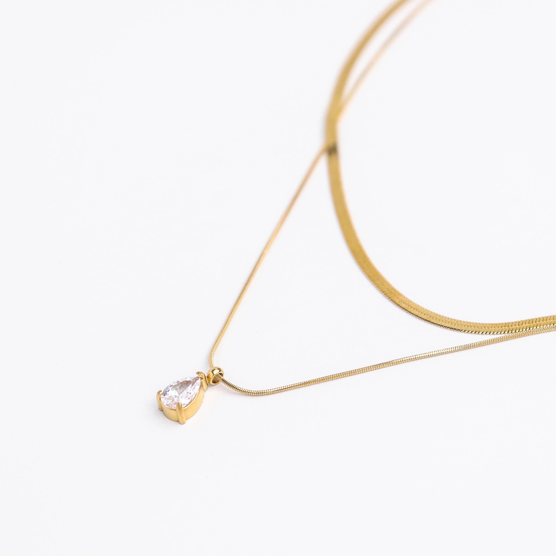 Herringbone Layered Mix Gold Chain Necklace