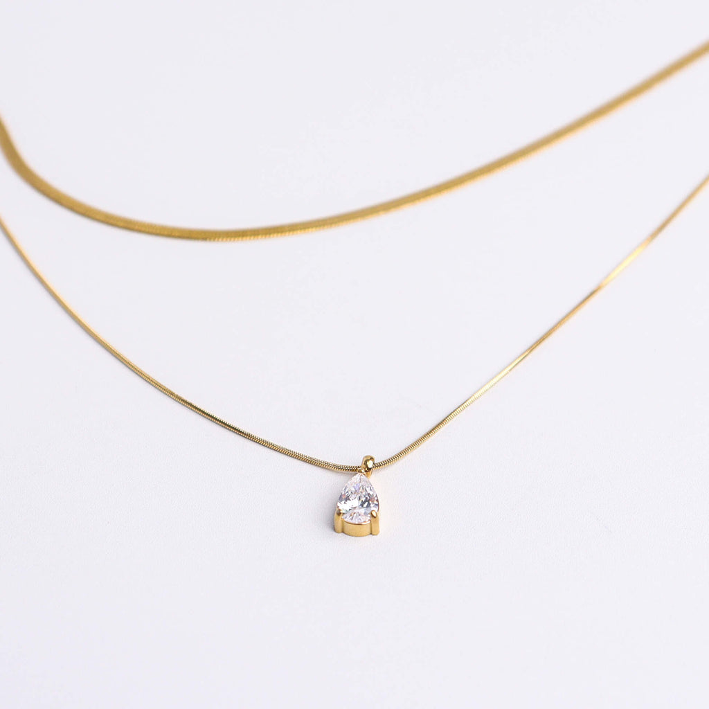 Herringbone Layered Mix Gold Chain Necklace