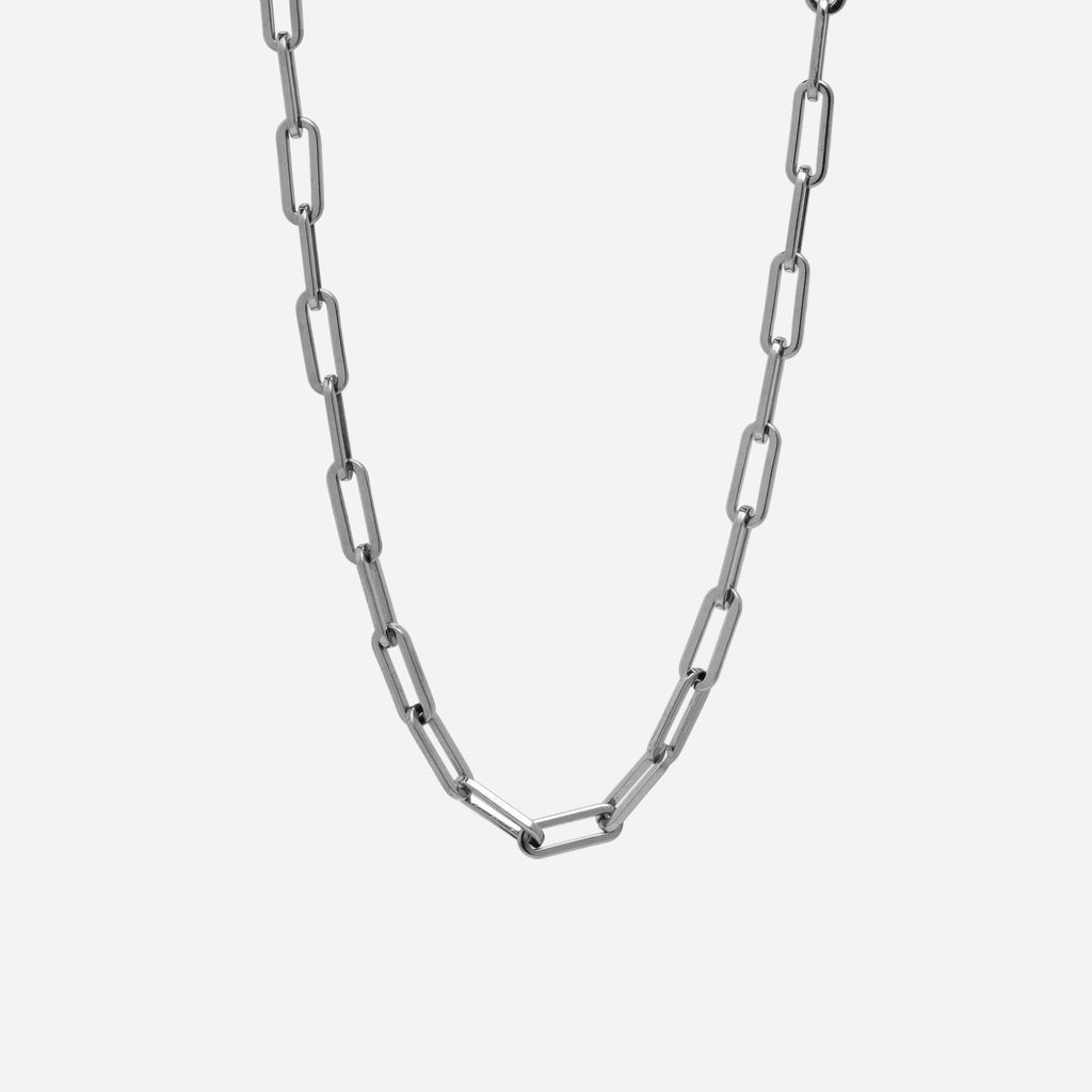 Thick Paperclip Chain Silver Necklace